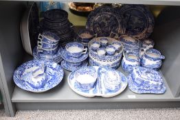 An assortment of Copeland Spode Italian blue and white ware to include tea cups and saucers and