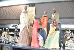 A group of five limited edition Soul Journeys resin figures/figurines to include 'Maasai-Busani'