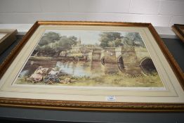 After Eric Richard Sturgeon (British 1920-1999) limited edition colour print 'By-The-Wye' idyllic