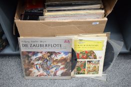 A box of approximately 70 classical vinyl long playing albums as well as an assortment of cds in