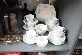 A Shelley bone china 'Blue Rock' pattern part dinner/tea service, comprising twenty two pieces