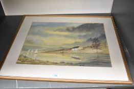 Berkeley Lowndes Moir (British 1912-2006) watercolour, autumnal coastal scene, signed and dated 91