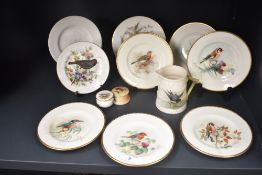 A selection of hand-painted Royal Worcester fine bone china items including hand-painted saucer