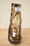 A Whitefriars 'Knobbly' glass vase in streaky brown, pattern number 9612 designed by William