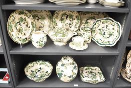 A selection of Mason's 'Chartreuse' pattern Ironstone dinnerware, comprising thirteen pieces