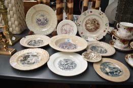 A group of ten 19th century nursery/children's plates, transfer printed depicting various scenes.