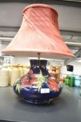 A large bulbous Moorcroft Pottery 'Anemone' pattern table lamp, tube-lined in the typical manner,