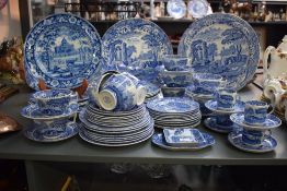 An extensive collection of Copeland Spode Italian blue and white part dinner/tea wares, comprising