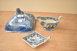 A group of three 19th century Davenport and similar blue and white ceramics.