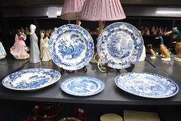 A group of five 19th century Heath, Spode & J Mier blue and white transfer printed porcelain