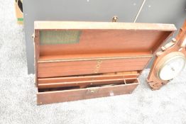 A large vintage tool box stamped 'J.A. Duckworth' to front, having five internal drawers with some