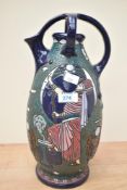 An Art-Deco style Egyptian Revival Amphora ceramic pitcher, measures 38cm tall.
