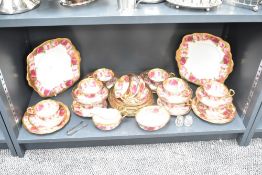 A Royal Albert Crown China Old English Rose part dinner/tea service comprising forty pieces