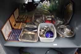 A selection of vintage EPNS and other plated wares including Oneida bon-bon dish