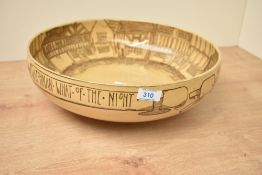 A large Royal Doulton bone china 'Watchman' series bowl, illustrations depict scenes and