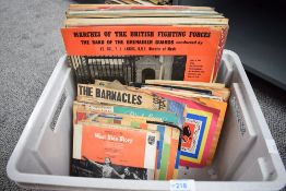 A quantity of records, to include West Side Story, Marches of The British Fighting Forces and Jim