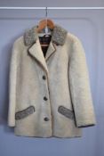 A vintage HeaTona shearling jacket in blonde with lovely two-tone detail, having grey-taupe collar