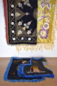 Four fabric WWII souvenirs, to include two Egyptian cotton panel, decorated with chain stitch, dated