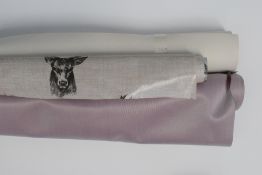 Three lengths of upholsterers textured synthetic 'pleather' in shades oxblood and tan shades,