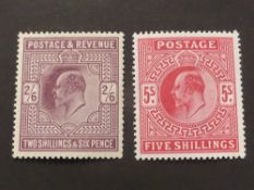 GB EVII 1912 2/6- & 5/- SOMERSET HOUSE PRINTING (SG317/8) BOTH MINT Wonderful pair of EVII values,