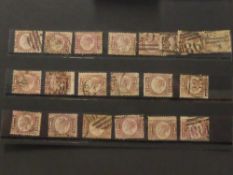 GB 1870 1/2d BANTAMS COLLECTION OF INCLUDING PLATE 9 - F/USED Card with 20 Bantams, doesn't look a