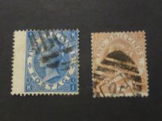 GB 1880 2 SHILLING BLUE AND BROWN PL1 FINE USED Fine pair of stamps the 2 shilling deep blue on wing