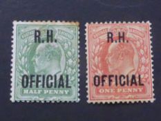 GB EVII 1902 ROYAL HOUSEHOLD OFFICIALS SET OF 2 MINT Pair of the Royal Household official opts on