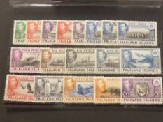 FALKLAND ISLANDS 1938 GVI DEFINITIVES, SET OF 18 ALL MINT Set of the 18 definitives from 1938 GVI