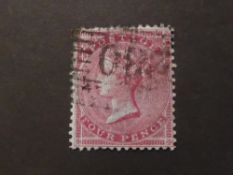 GB 1855 4d CARMINE ON BLUED PAPER FINE USED (SG62) Card with the 4d carmine on blued paper. Small