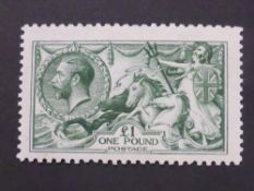 GREAT BRITAIN GV 1913 £1 GREEN SEAHORSE, LIGHTLY MOUNTED MINT £1 Green Seahorse, very lightly