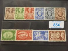 GB GVI 1938/51 HIGH VALUE CRESTS AND FESTIVAL ISSUES 2 SETS MOST MNH Card with the two high value