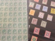 GB EVII RANGE OF MINT VALUES TO 1 SHILLING + MULTIPLE OF 72 OF HALF PENNY Hagner sheet with 28