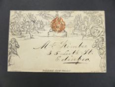GB 1840 1D MULREADY LETTER SHEET - USED A very attractive 1d Mulready with fine red maltese cross to
