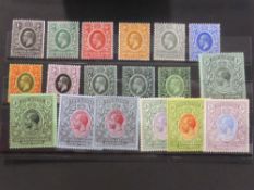 EAST AFRICA & UGANDA 1912 GV DEFINITIVES SET TO 5 RUPEES - ALL MINT Card with 18 values including