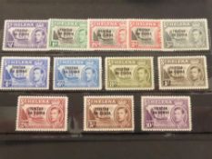 TRISTAN DA CUNHA 1952 DEFINITIVES, STAMPS OF ST HELENA OPTD SET OF 12 FINE MINT Card with the set of