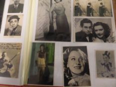 POSTCARDS & REAL PHOTOS SIGNED COLLECTION OF 70+ 1940's CELEBRITIES IN ALBUM Album with 75 or so