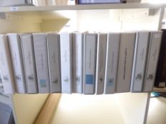 WORLDWIDE COLLECTION IN 13 VOLUMES, ALL ERAS, MINT AND USED Shelf containing 13 volumes of stamp