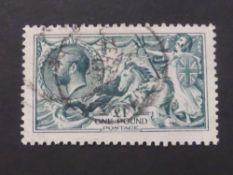 GREAT BRITAIN GV 1913 £1 BLUE GREEN SEAHORSE, WITH CDS CANCEL £1 Blue-Green Seahorse, fine used (