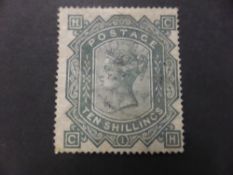 GB 1878 TEN SHILLING GREENISH GREY FINE USED IN CARD (SG128) Good looking ten bob stamp from 1878,