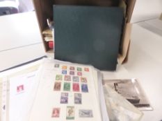 WORLDWIDE ASSORTED BOX OF LEAVES, ALBUMS - SORTER BOX Array of world stamps, with Slavic