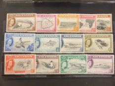 ASCENSION 1956 QELL DEFINITIVES SET OF 13, MINT (SG57/69) Stockcard with set of 13 definitives