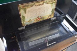 A 19th Century cylinder music box, playing 12 airs