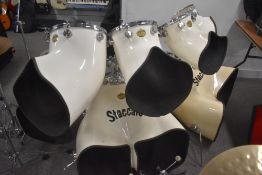 A vintage Staccato Thunderhorn Drum Kit (7 Piece) also included Tama kick drum pedals, bought by