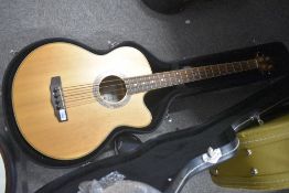An Ashbury electro acoustic bass guitar, mode SBC-200SE , with hard case