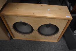A pair of Celestion G12H creamback speakers, mounted in pine cabinet