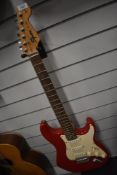 A Fender Squier Strat, serial number YN66335 (China)