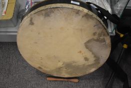 A traditional Bodhran and beater, with travel case