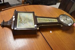 An interesting vintage novelty wall clock having ship themed pictorial glass panel, Arabic numeral