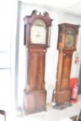 A 19th Centry mahogany cased longcase clock having painted dial , named for Burton of Ulverston(e)