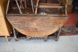 A 19th Century oak twist gateleg table, width approx. 120cm